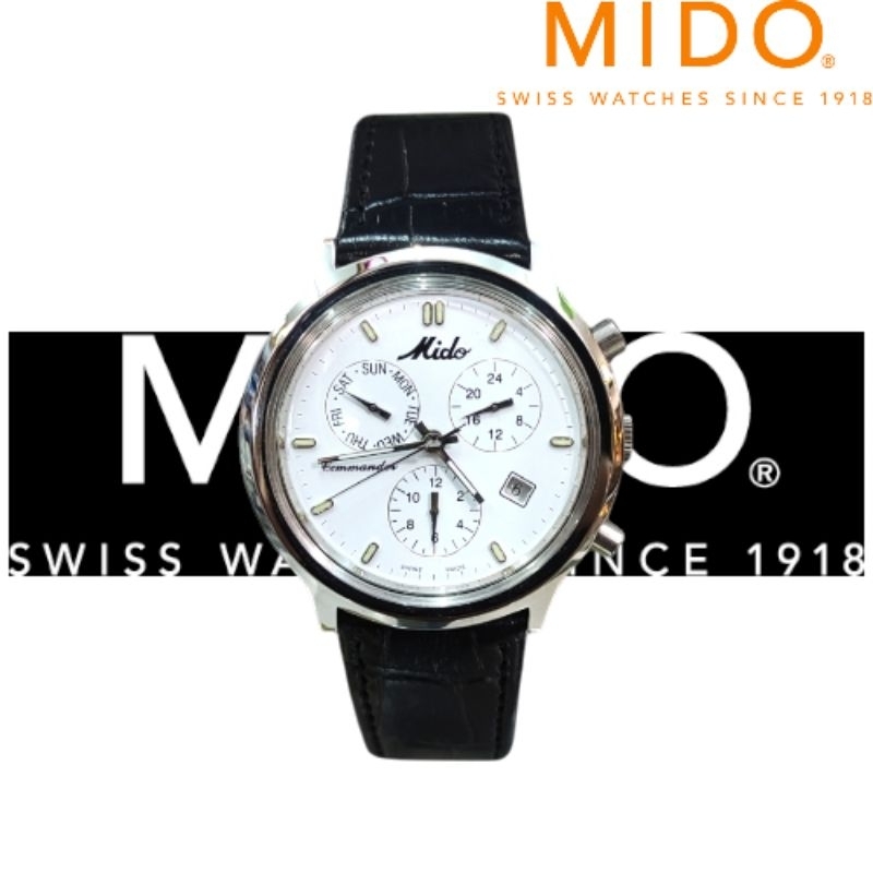 Jam tangan mekanis otomatis vintage mido Commander crono grap stanlis stell Automatic W...