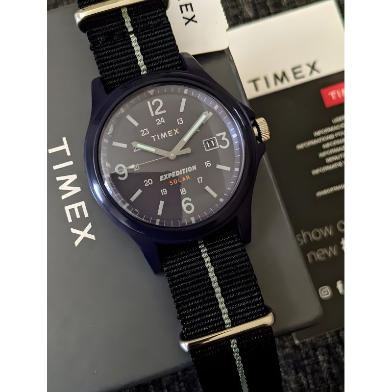 Original Timex Expedition Acadia Solar TW4B18900 Navy Blue Fullset Preloved