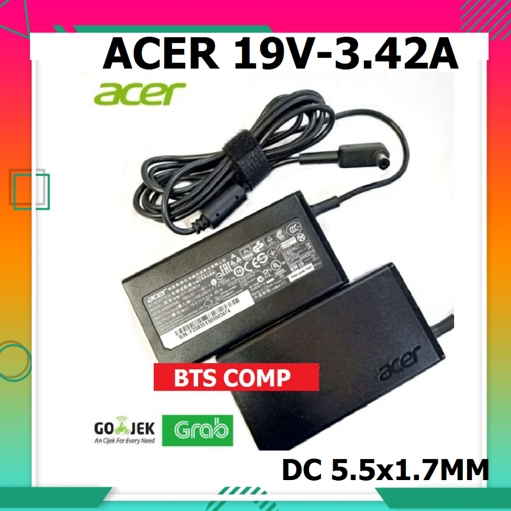 Cas Charger Adaptor Acer Aspire Original 19V-3.42A DC5.5x1.7MM Embos