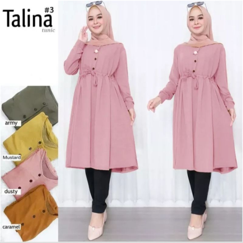 Talina tunik wanita terbaru 2025 bahan rayon twill dress wanita trendy casual kekinian