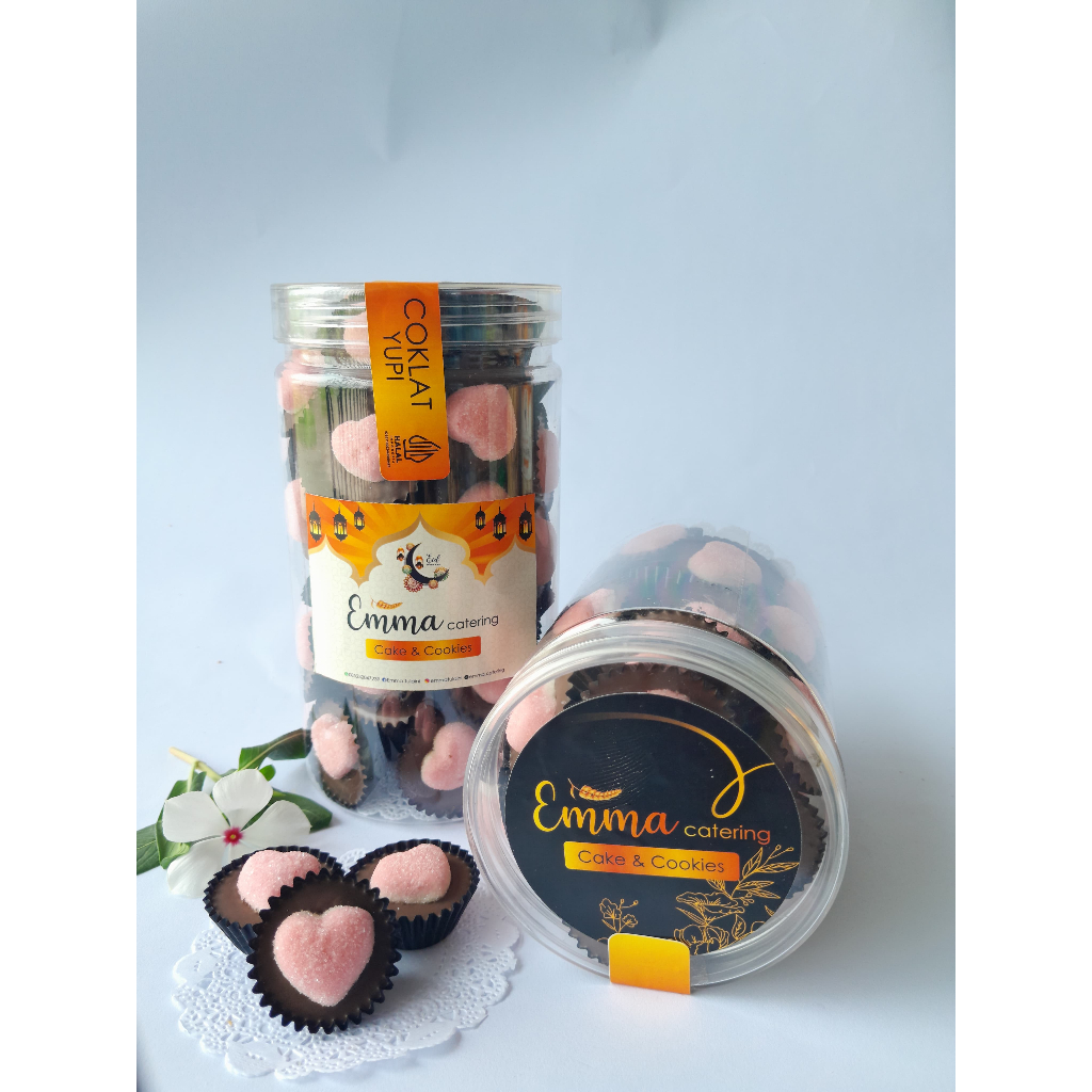 

COKLAT YUPI Emma Catering Cake and Cookies Kue Kering Lebaran Toples Tabung 650ml 1000ml