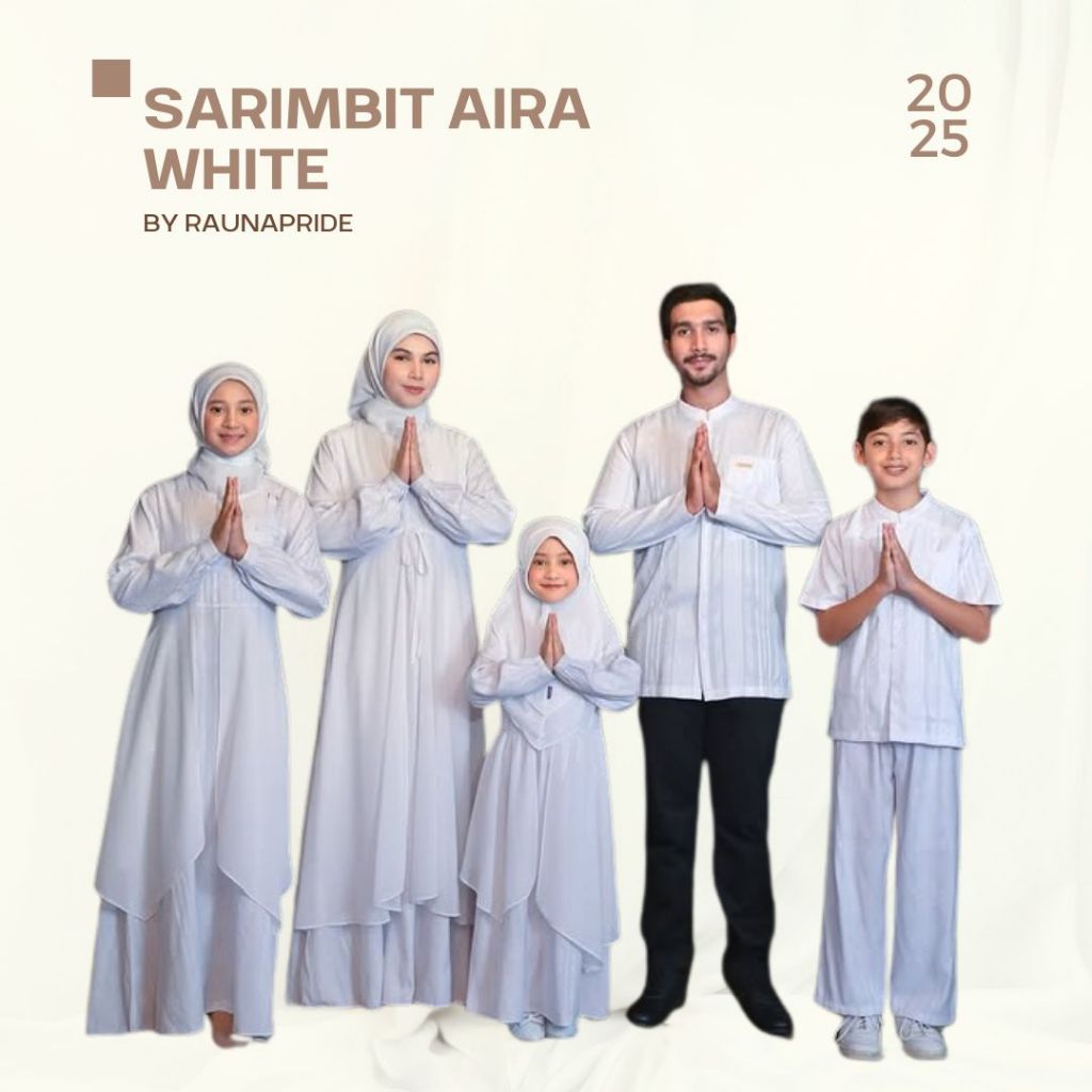 Sarimbit Rauna - Baju Sarimbit Aira by RaunaPride - Sarimbit Lebaran Keluarga Terbaru || White