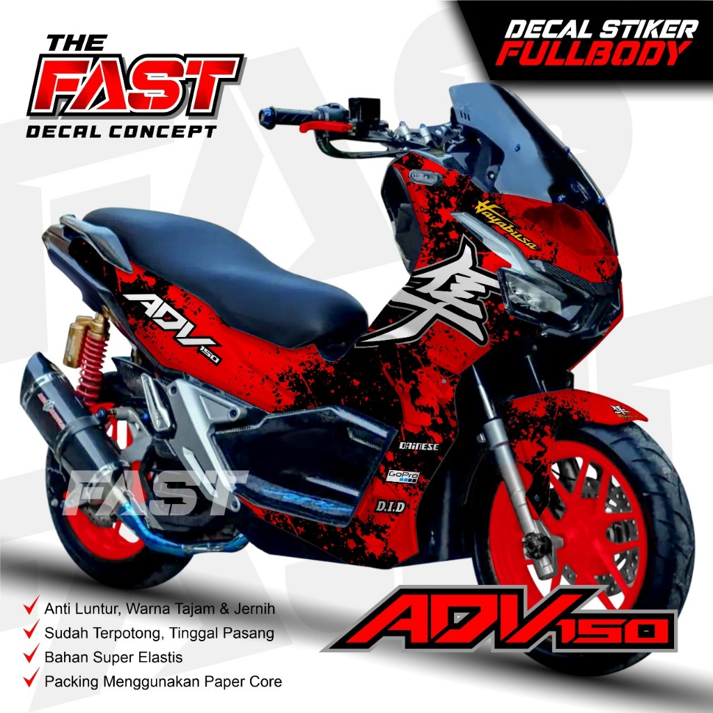 Decal ADV150 Fullbody hayabusa Racing Variasi Sticker Striping Decal Yamaha ADV150, Sticker Decal AD