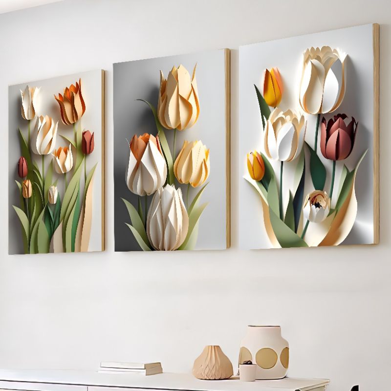 Hiasan Dinding Bunga 3d Aesthetic Wall Decor Poster Kayu Mdf