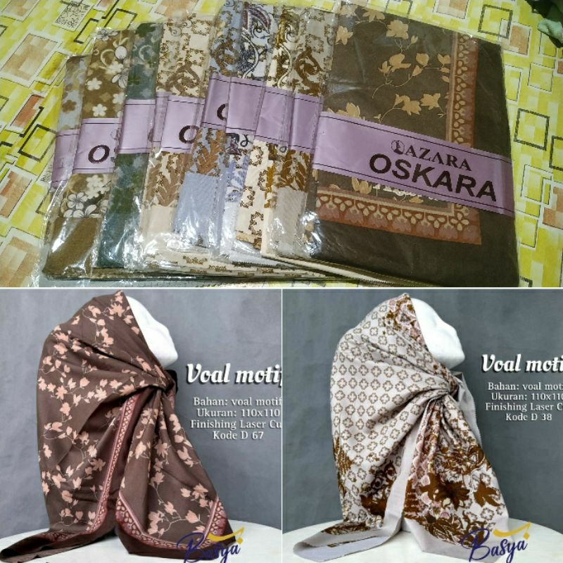 EFHAshop Pasuruan | hijab segiempat motif voal azara oskara tepi lasercut motif cakep cantik bunga |
