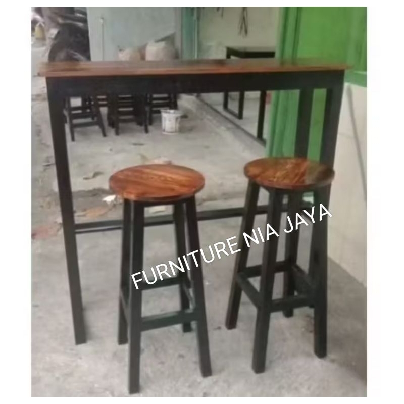 meja bar kursi bulat