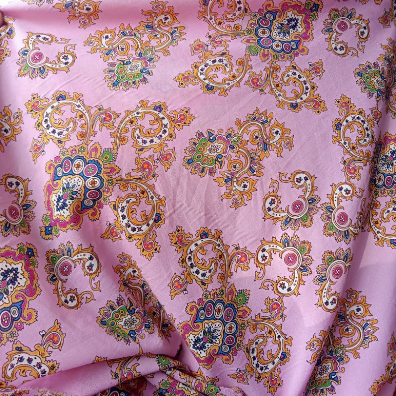 Kain Lady Crepe Motif Bunga Premium - Kain Zara Crepe - Kain Meteran Pj | Harga Per Setengah Meter