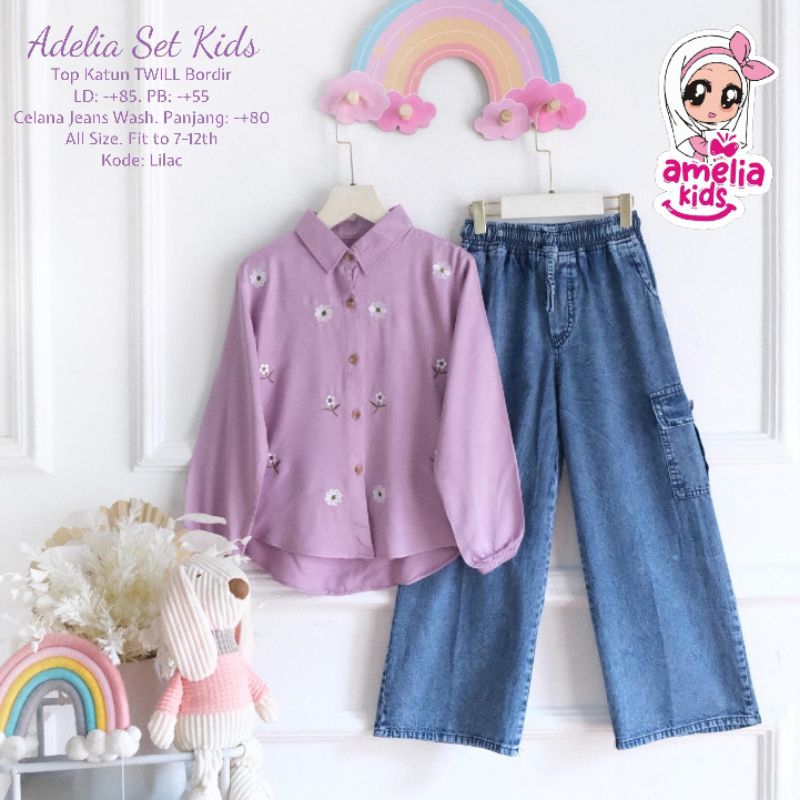 Adelia Set kids ori amelia kids label setelan  anak  cewek terbaru amelia kids