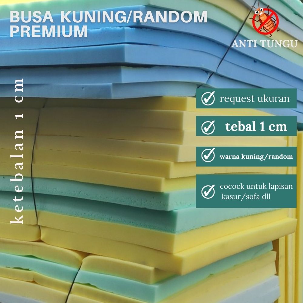 Busa meteran kiloan  200x100 Tebal 1 Cm Lapisan Dudukan Kursi Sofa Lembaran Density 20 random warna 