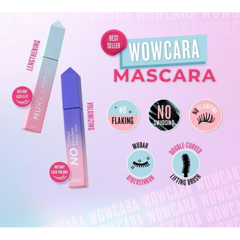 MUKKA WOWCARA MASCARA LENGTHENING & VOLUMIZING | NO CLUMPING & SMUDGEPROOF-STAY ALL DAY Maskara