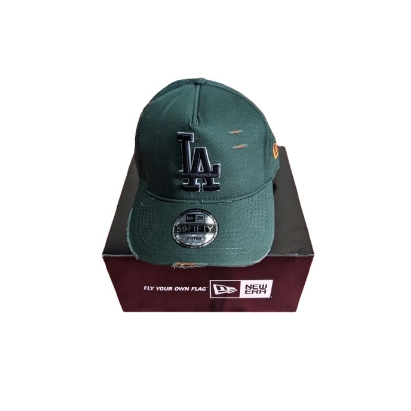 Topi Baseball Hijau LA *New Era Sobek Sale