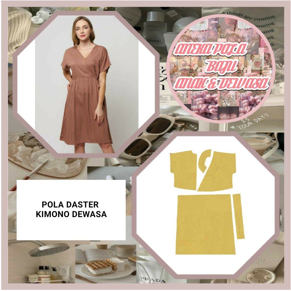 Pola Daster Kimono Dewasa | Pola Instan Daster | Pola Jiplak | Pola Jahit |
