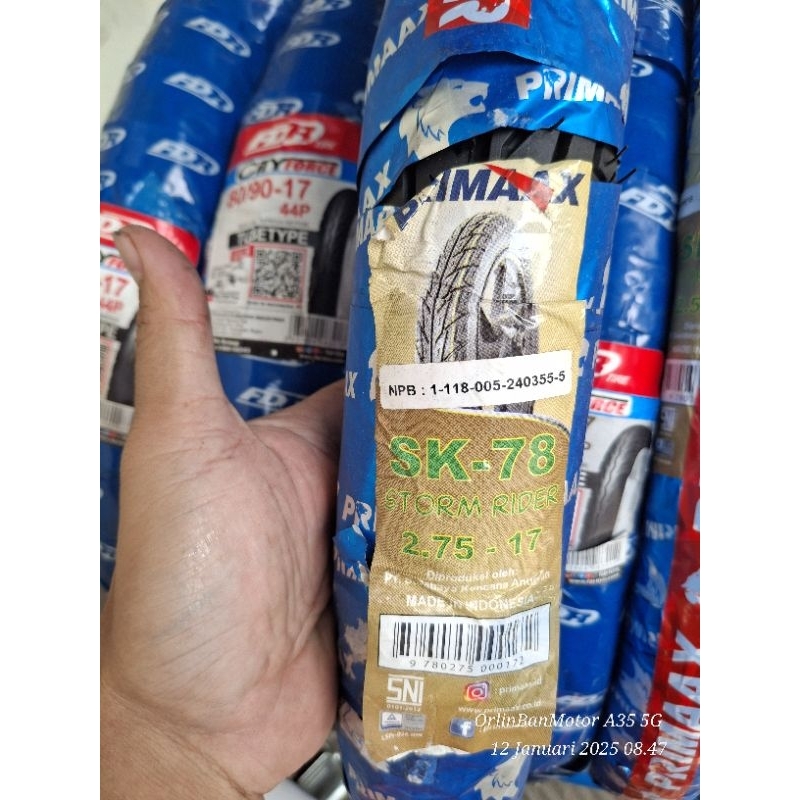 BAN PRIMAX SK78 275-17 TUBE TYPE/BAN BELAKANG SUZUKI SHOGUN R/BAN BELAKANG SMASH/BAN BELAKANG PRIMAX