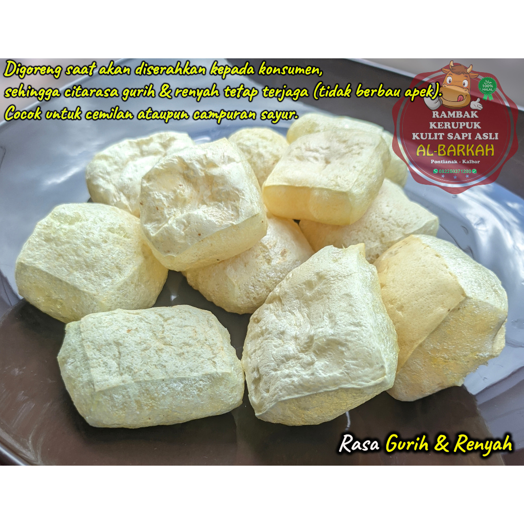 

Kerupuk Kulit Sapi Asli / Rambak / Jangek Al-Barkah (Sudah Digoreng)