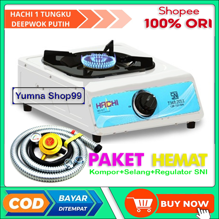 Kompor Gas SNI Hachi 1 Tungku Putih / Kompor Hachi 1 Tungku / Kompor Murah Meriah Terlaris