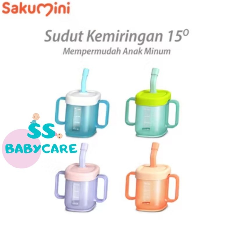 Sakumini Curve Training Cup with Straw - Gelas Minum Sedotan Anak - Gelas Anak BPA Free