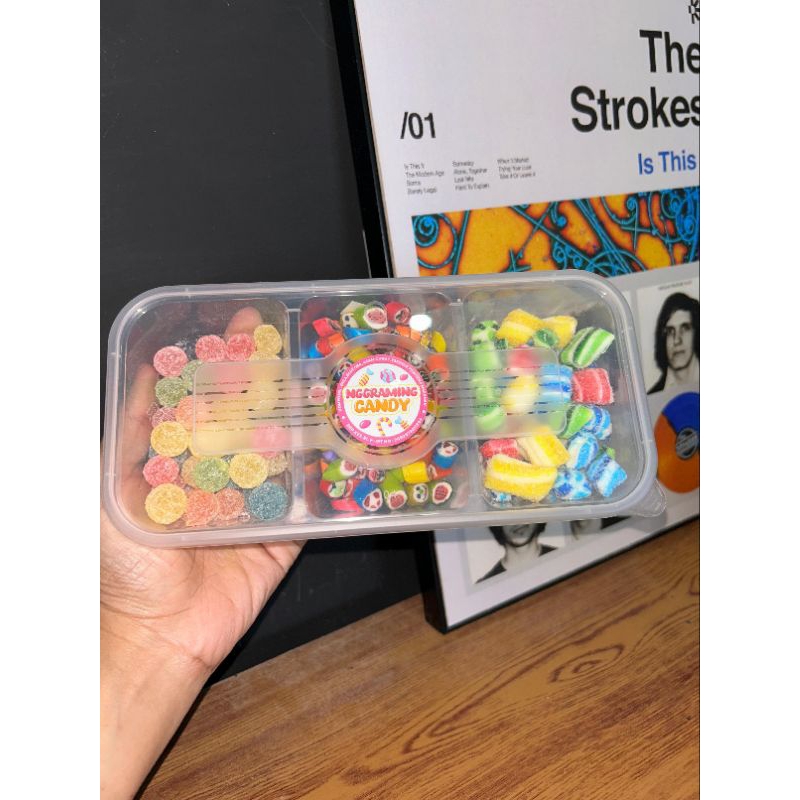 

permen 3 sekat termurah sticky,fruty,pillow 250gr