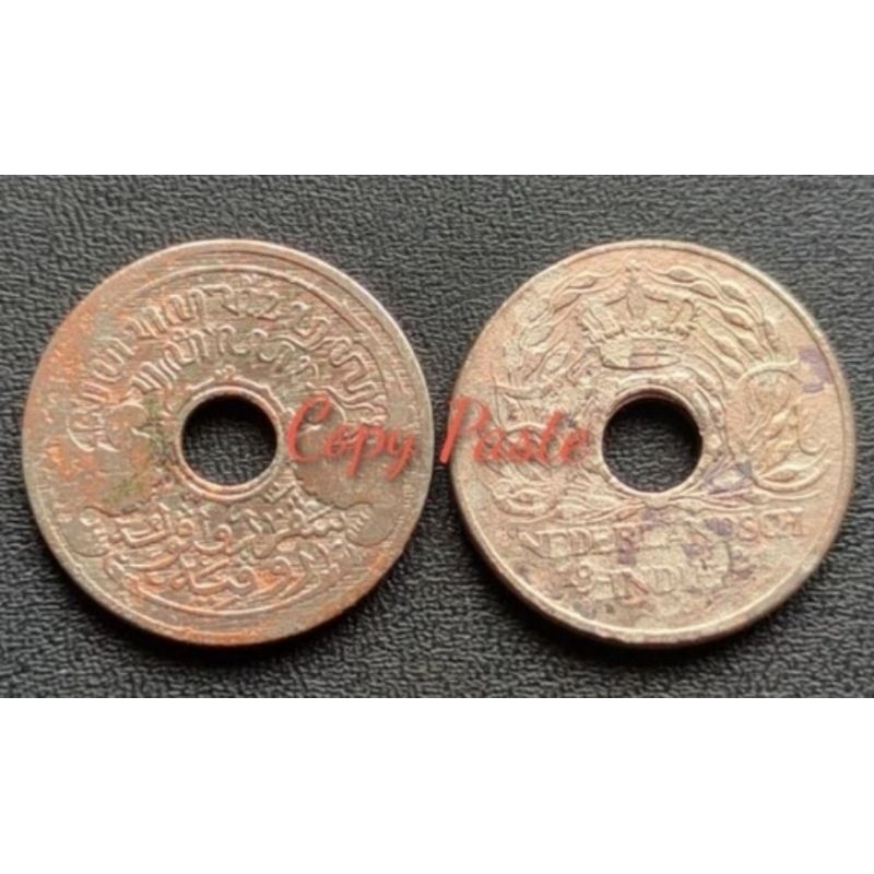 uang kuno KOIN 5 CENT BOLONG NEDERLANDSCH INDIE