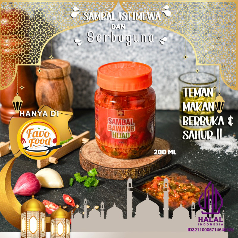 

Sambal Bawang Hijau Favo Food Pedas Gurih Nagih 180gr