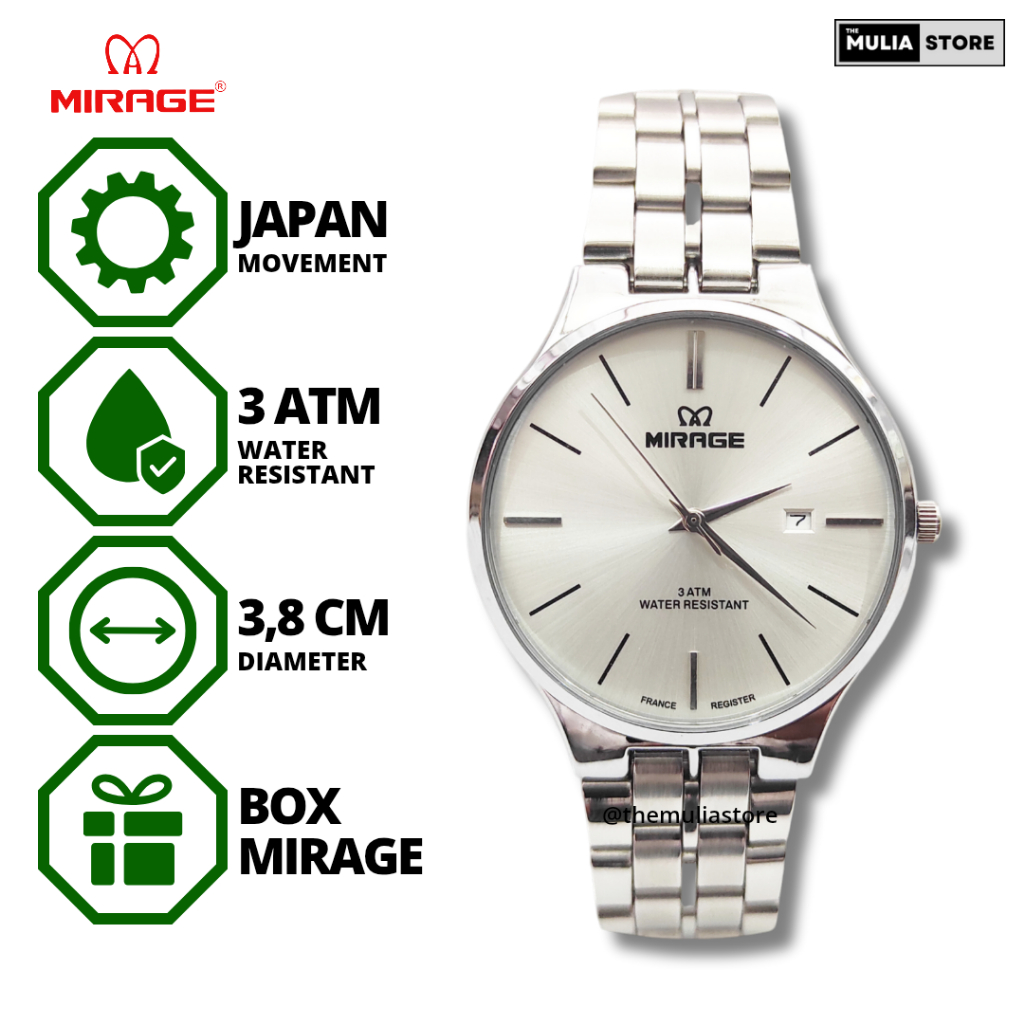 MIRAGE Jam Tangan Pria Mirage Original 18602 M Tanggal Analog