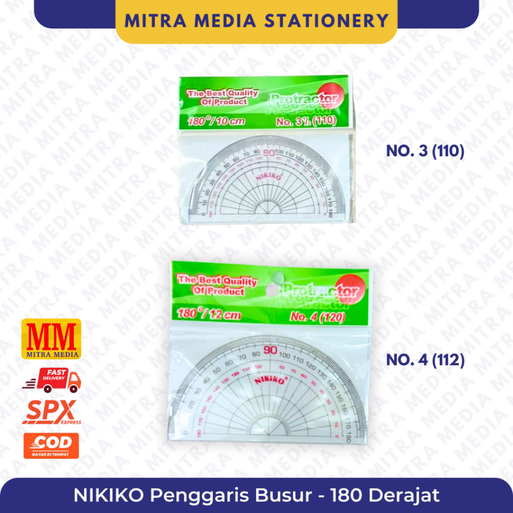 

NIKIKO Busur Setengah Lingkaran 180 Derajat - 110 120
