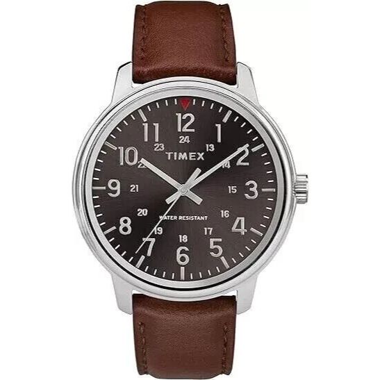 Timex TW2R85700, Men's Easy Reader Brown Leather Watch, 43MM Case, NEW