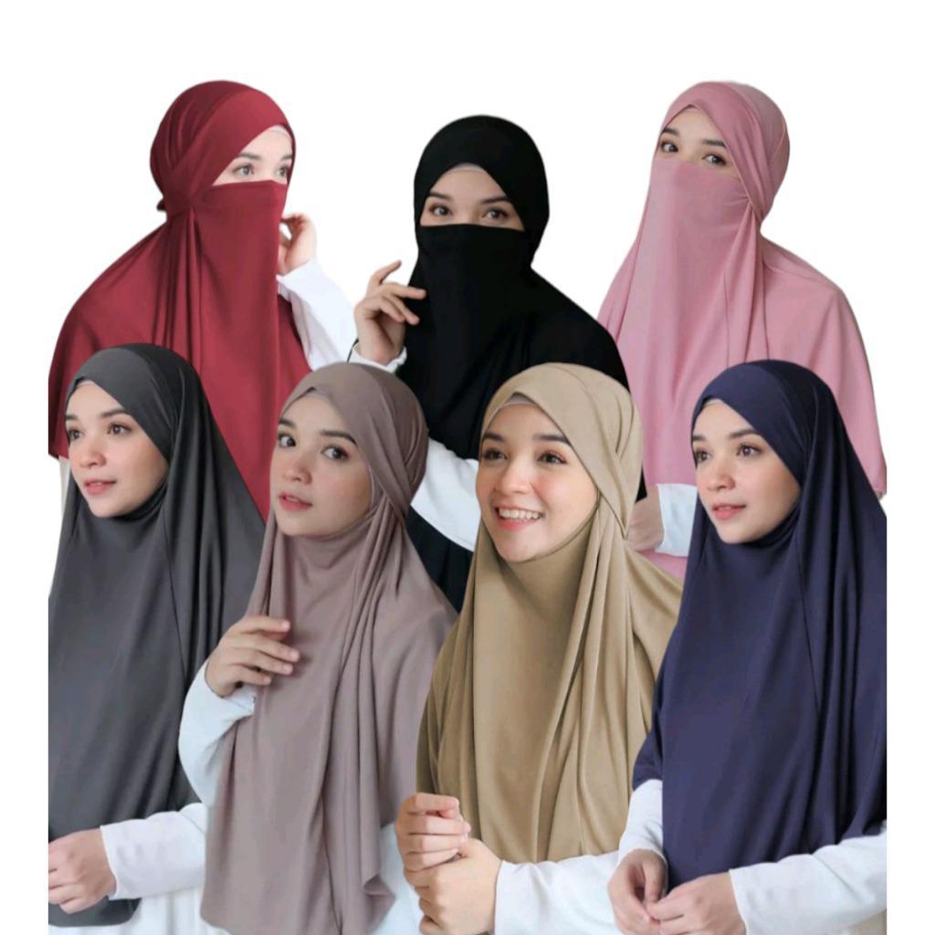 Hijaboutfitbandung Afifah Jilbab Bahan Jersey Premi  Kerudung Bergo Instan French Khimar Cadar Tali