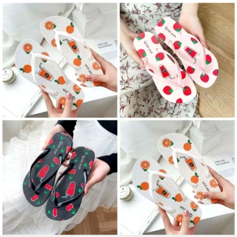 Sandal Jepit Wanita Motif Juice Sendal Cewek Anti Slip