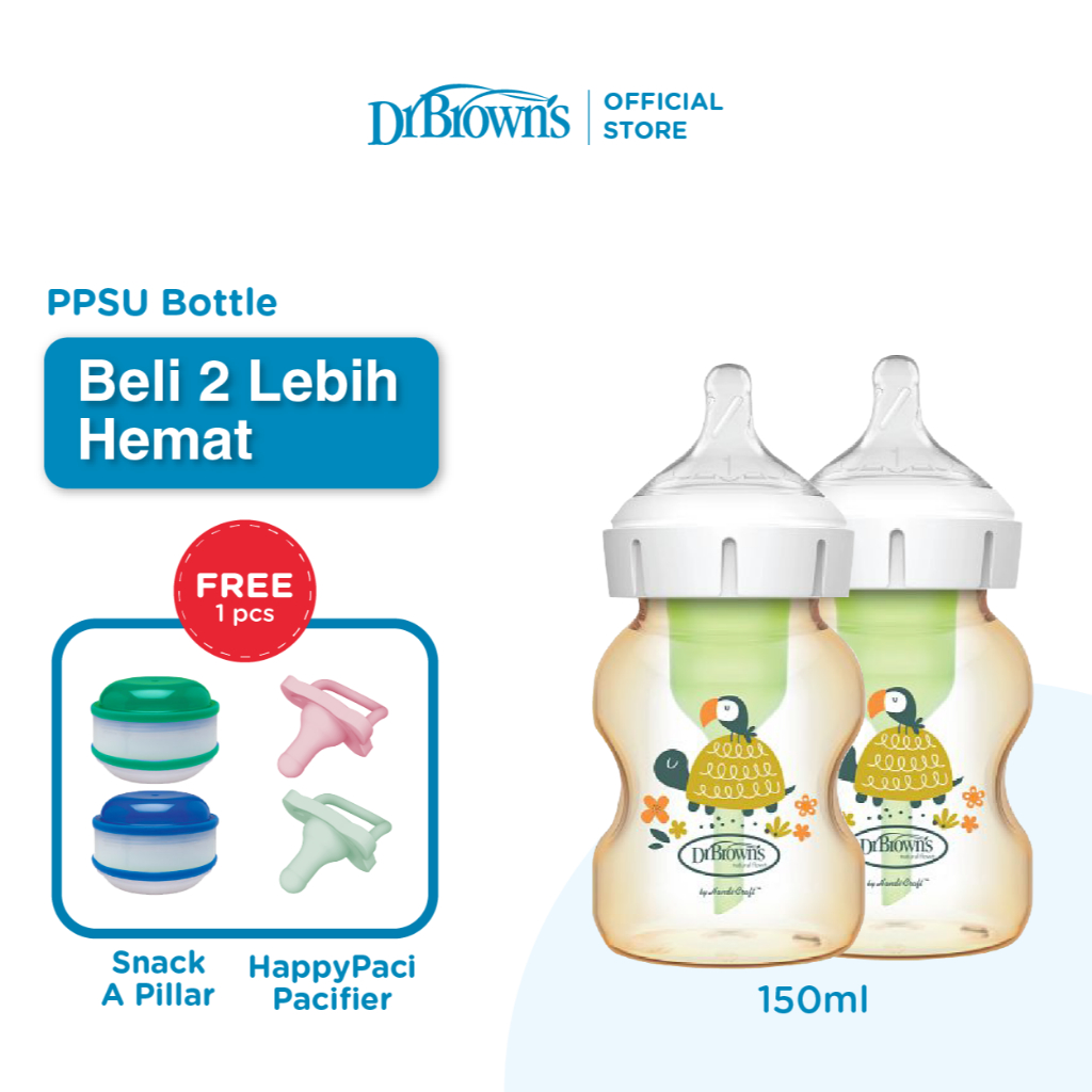 [BELI 2 LEBIH HEMAT] Dr. Brown's 5oz/9oz PPSU Wide Neck Options+ Deco / Botol Susu / Botol Bayi - 2 