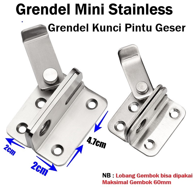 Diskon Gede Grendel Pintu Sliding Geser Mini Stainless Slot Kunci Pintu Dorong Grendel Soligen