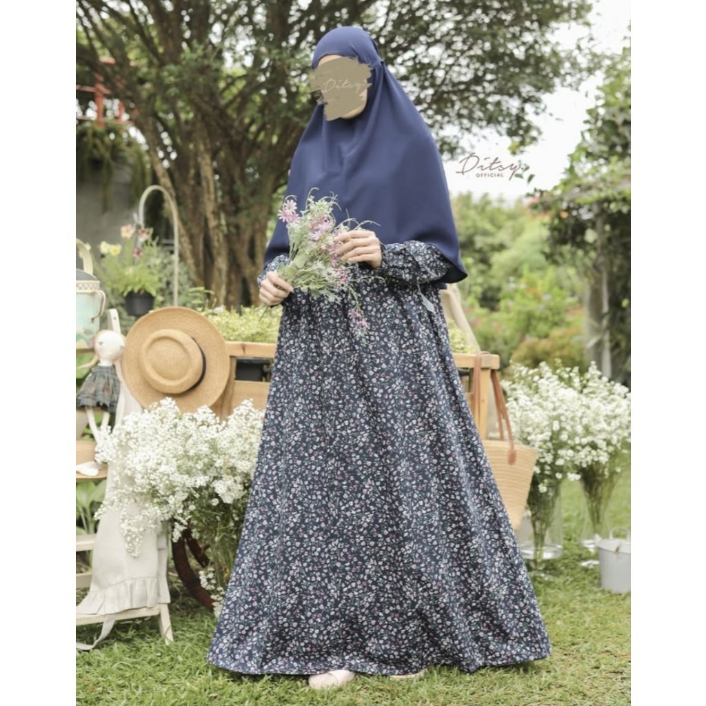 Ditsy Night Gown Jan 2025 Gamis - Baju Tidur seri Allura Midnight Blue