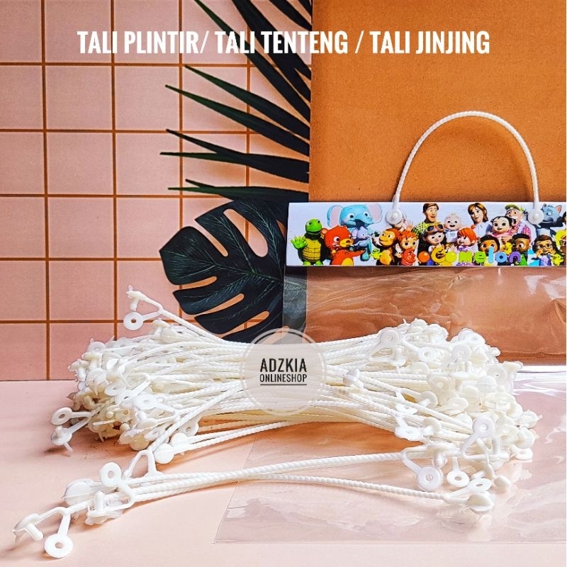 Tali Plintir Putih isi 10tangkai / Tali Tentengan snack Ultah / Tali souvenir / tali sandal