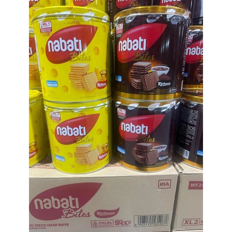 

Nabati wafer kaleng coklat keju kartonan isi 6 kaleng