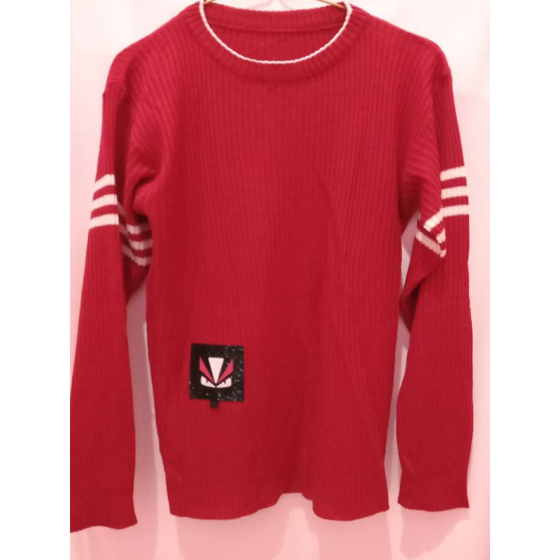 [PRELOVED] SWEATER RAJUT WANITA MERAH/SWEATER RAJUT TEBAL LENGAN PANJANG/UKURAN ALL SIZE
