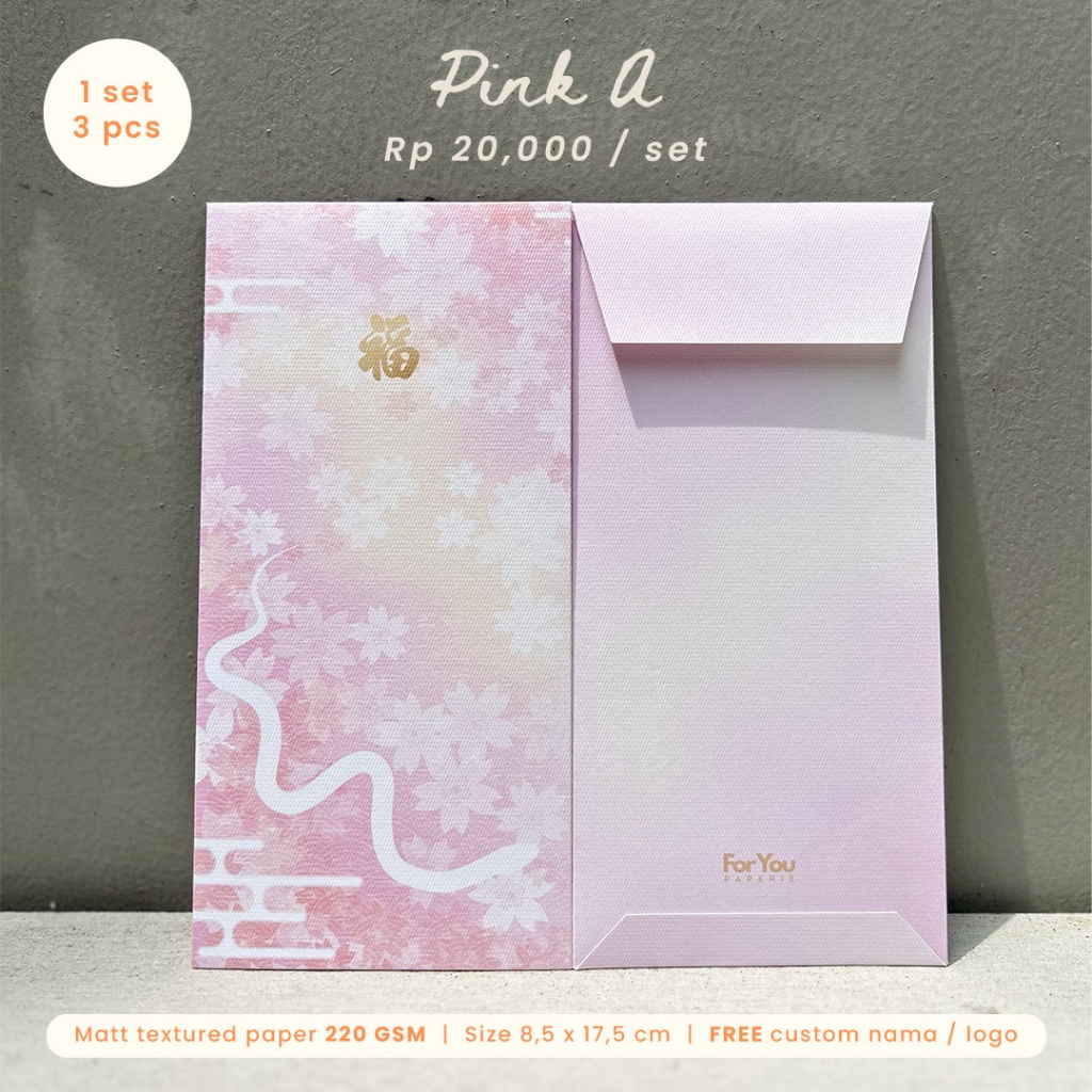 

Chinese New Year Classic Money Envelope (Pink A) | Angpao Imlek Custom 2025 (3 pcs)