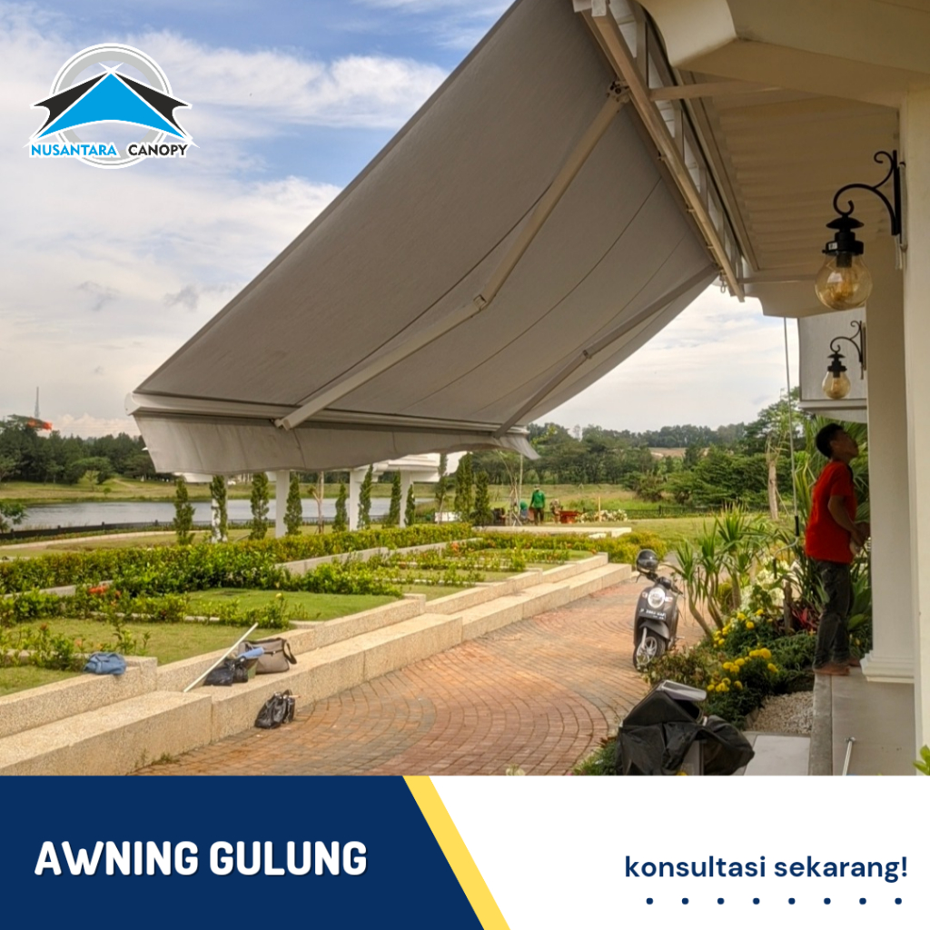 Kanopi buka tutup awning gulung - canopy lipat manual dan elektrik Jakarta