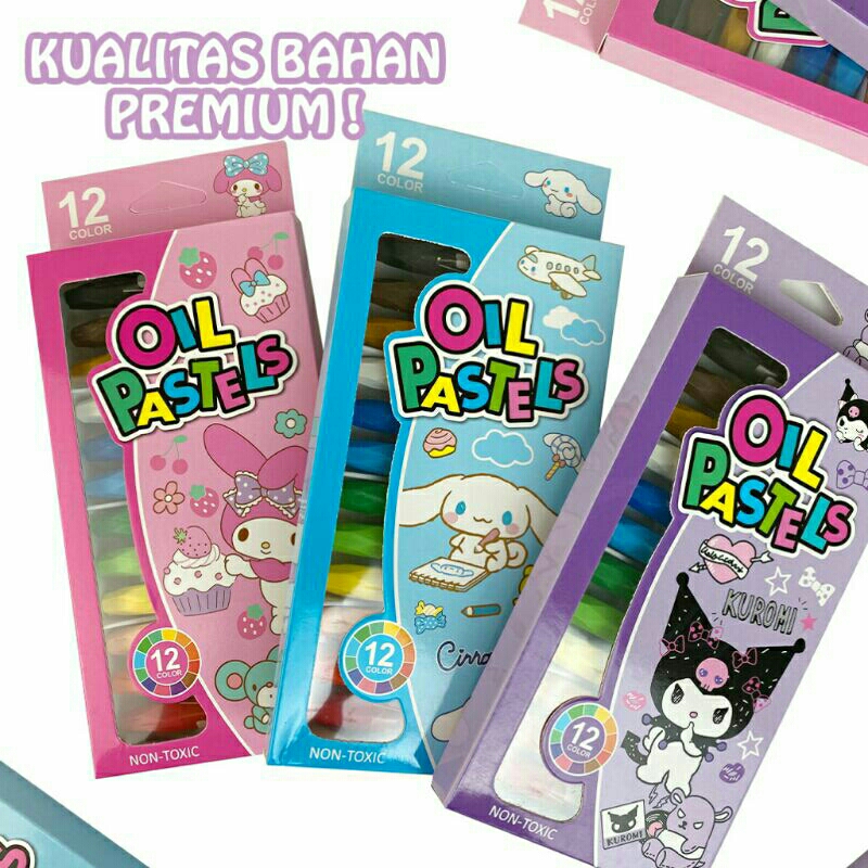 

Crayon Kuromi 12 Warna || Oil Pastels 12 Warna