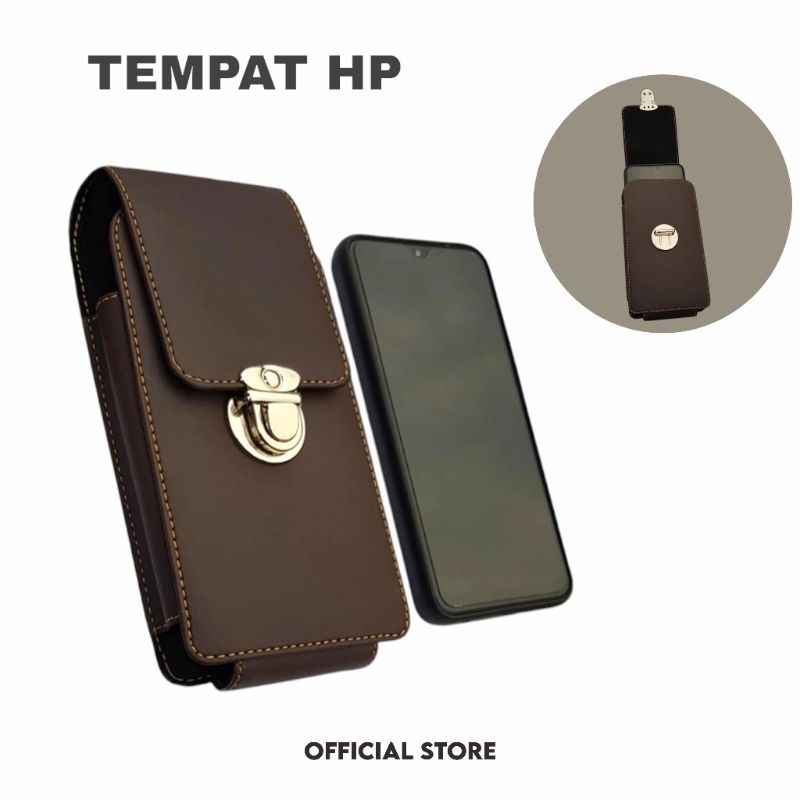 Dompet Hp Pinggang Pria Kulit Import || Sarung Hp Pinggang Single Double || Dompet Hp Ukuran 6,5 Inc