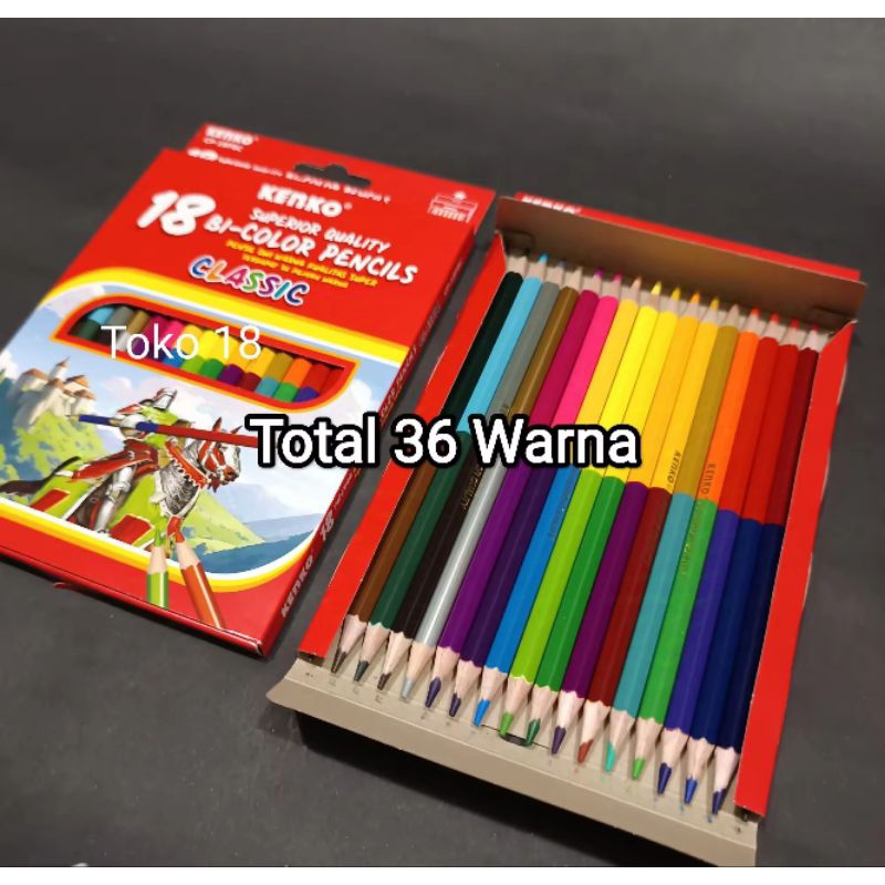 

Bi Colour Kenko 18 Warna(18 Pensil Jadi 36 Warna)