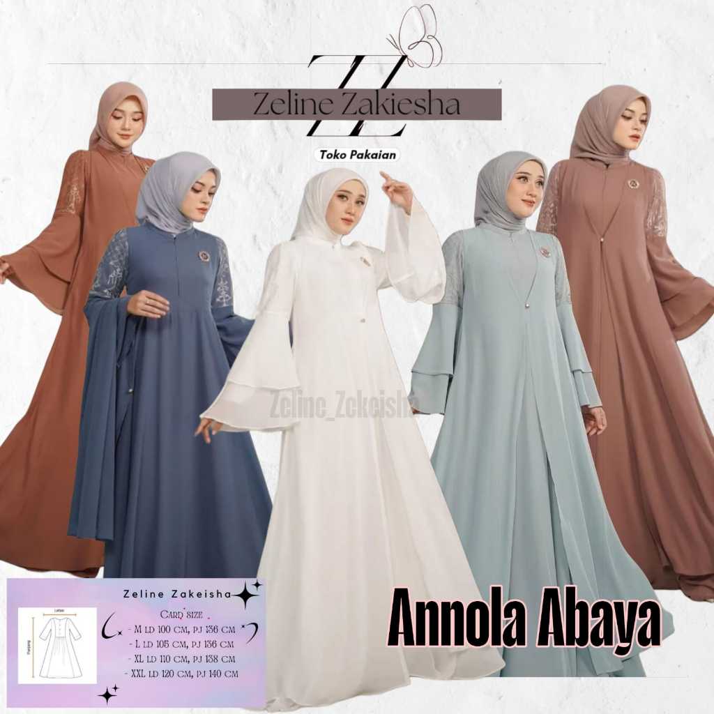 Z & Z Annolla Dress Abaya Impor Aplikasi Brokat Premium Gamis Lebaran Cantik Bahan Ceruty Babydoll
