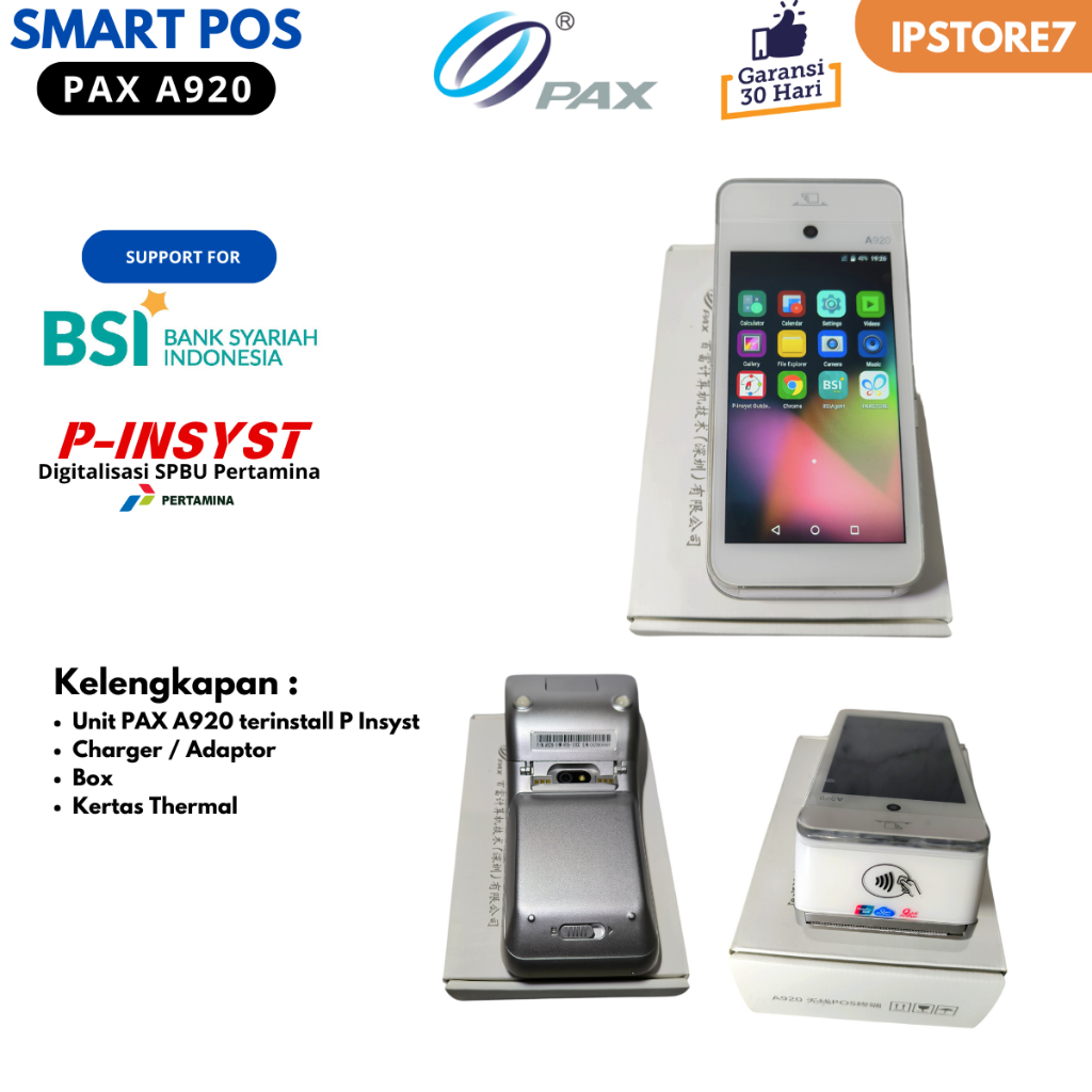 Mesin kasir EDC android PAX A920 Digitalisasi SPBU / BSI Agent