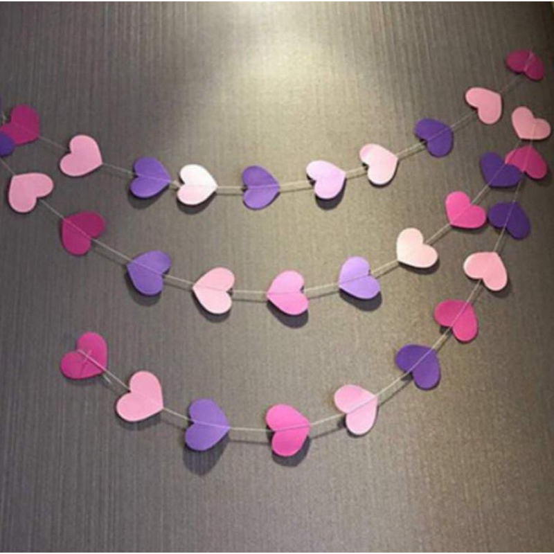 Tirai garland model hati gantung bahan kertas paper love gantungan bunting flag bendera banner baner