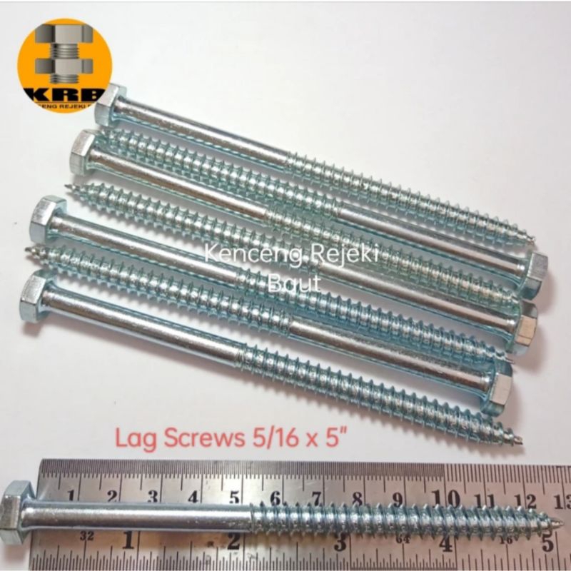 Sekrup Fisher 5/16x5" / Panjang 12,5 cm. Kunci 13 / Lag Screw / Deck Screw