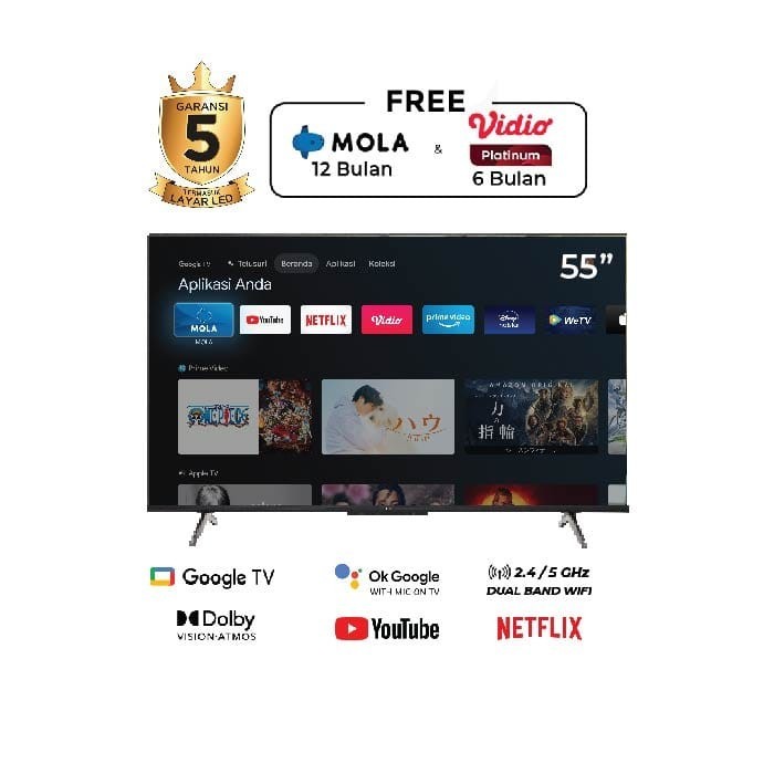 SMART GOOGLE TV POLYTRON 55 INCH 4K 55UG5959