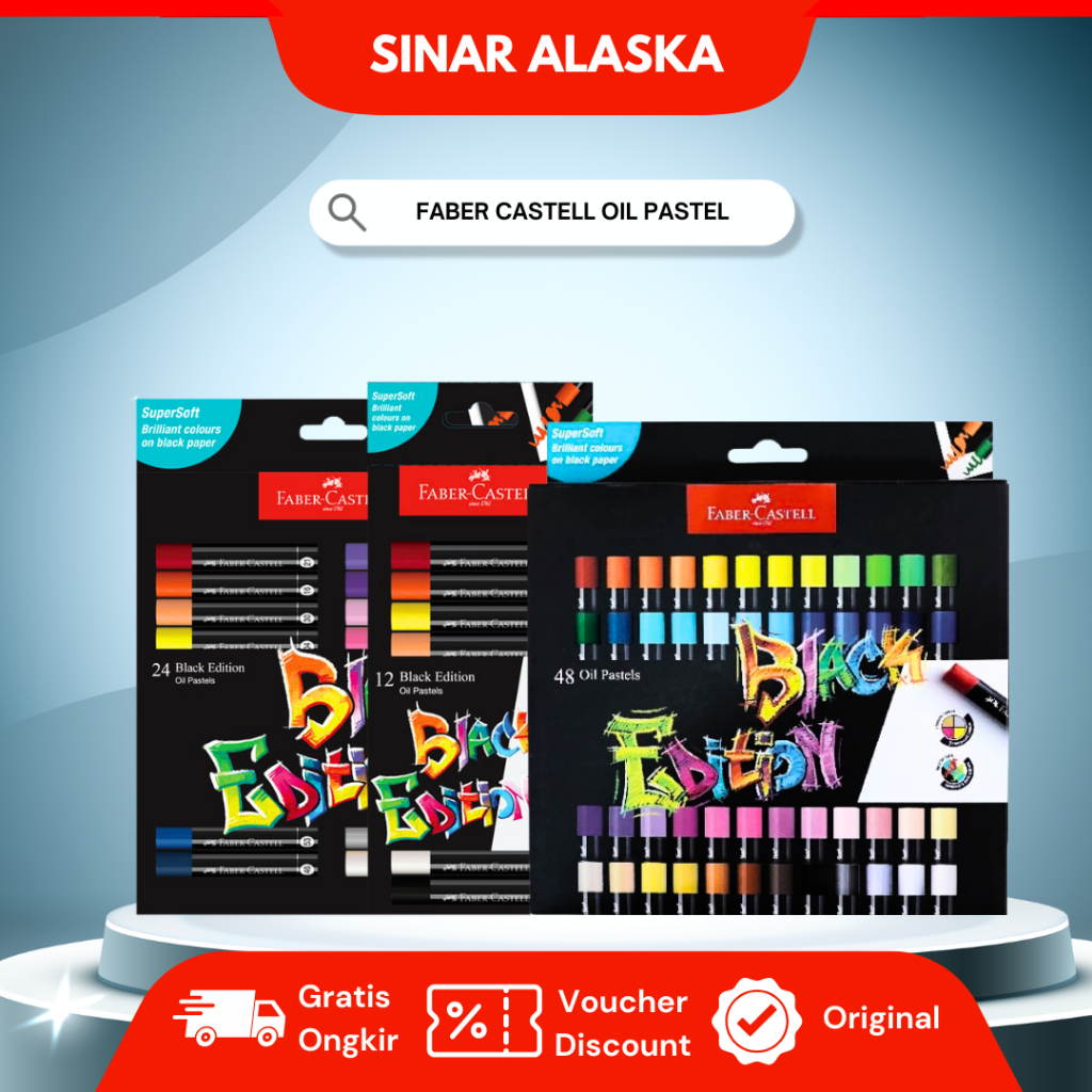 

Faber Castell Krayon Minyak / Faber Castell Oil Pastel Black Edition 12,24,36,48 Warna
