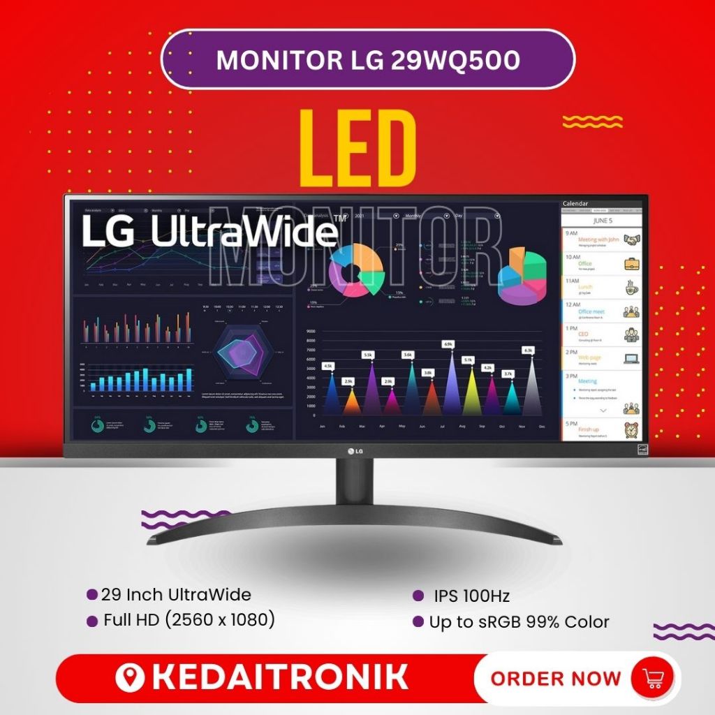 NEW LED Monitor LG 29WQ500 UltraWide Full HD IPS HDR10 AMD FreeSync Monitor 29 Inch 29"