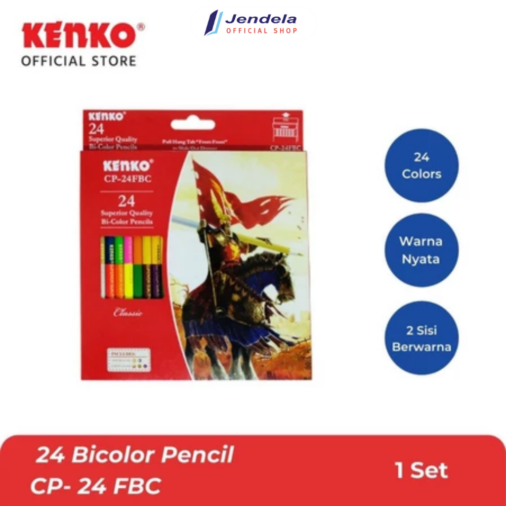 

Pensil Warna Kenko 12 & 24 Warna 2 Sisi 24 Kenko CP-24FBC Alat Mewarnai ATK Mewarnai