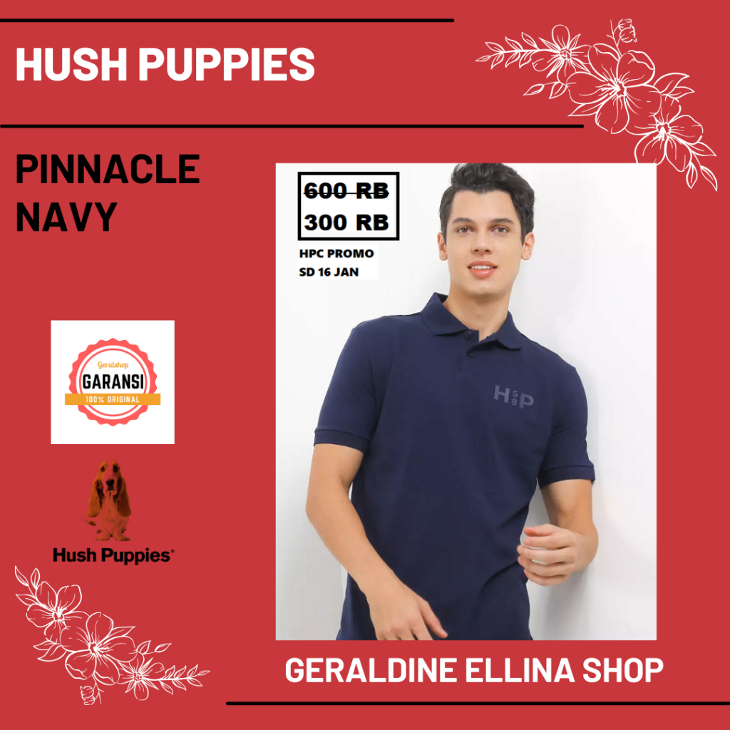 Kaos kerah pria Hush Puppies 100% original seri PINNACLE