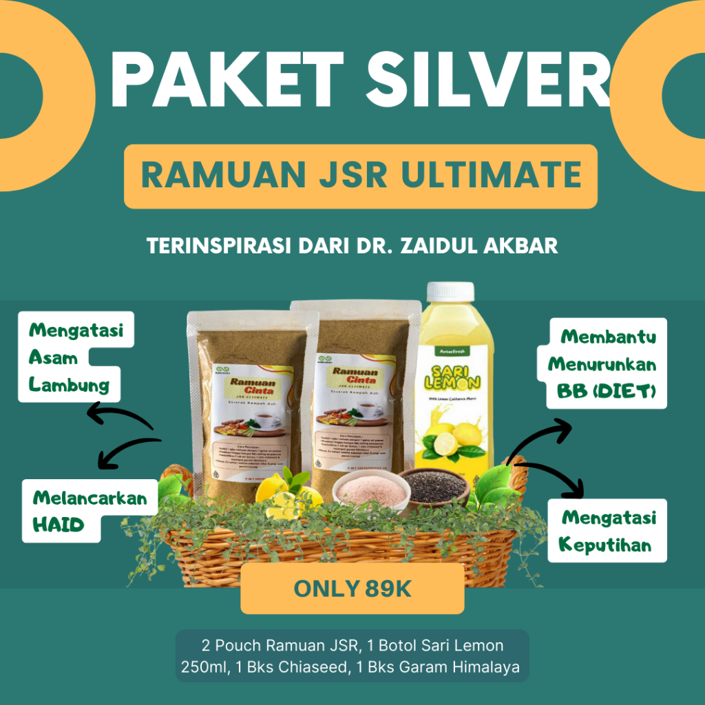 

[PAKET SILVER] Ramuan JSR Ultimate - Resep By Dr. Zaidul Akbar - Bagus Untuk Diet dan Mengatasi Asam Lambung