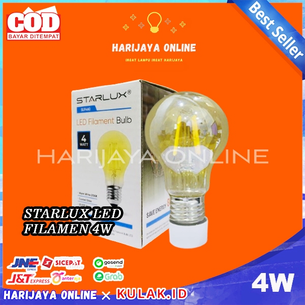STARLUX LAMPU FILAMENT BULB 4 WATT E27 BOHLAM BULAT LED FILAMEN